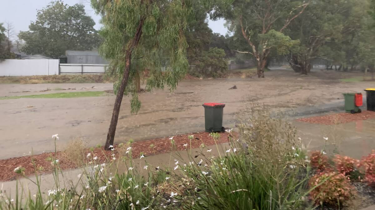 One area where the Bendigo Creek broke its banks and swallowed a road. Picture: Hayley Shannon