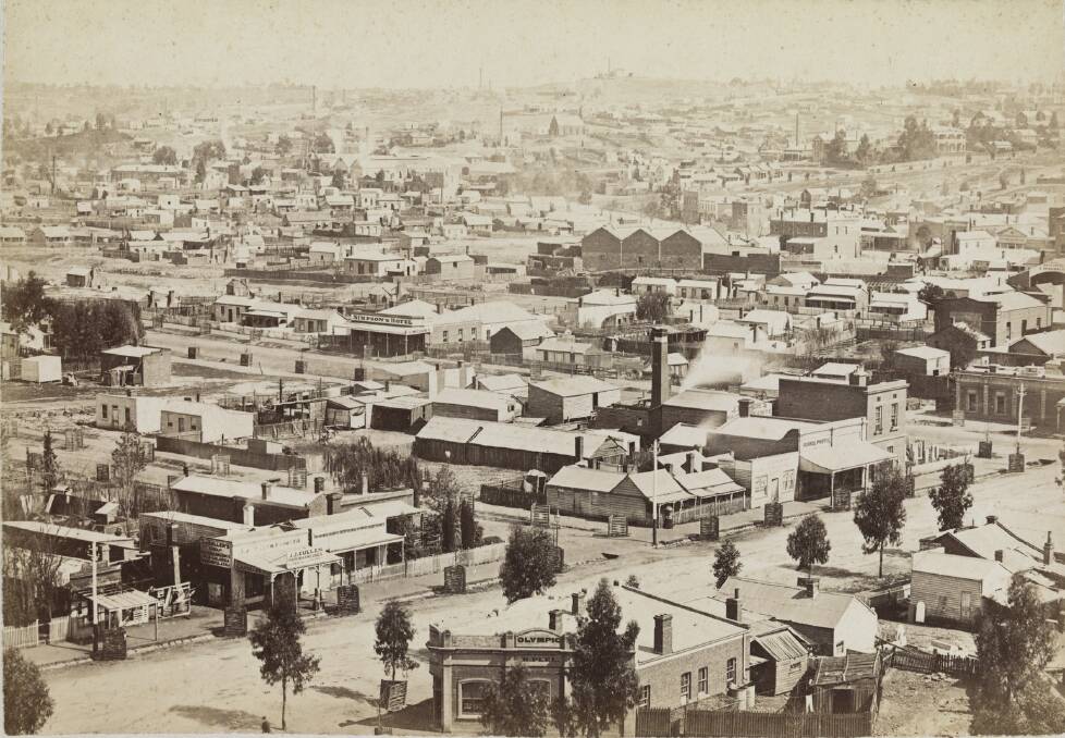 THE EARLY YEARS: A view of Bendigo from the top of St. Paul's tower, looking south west in 1875. Picture: COURTESY OF THE STATE LIBRARY OF VICTORIA