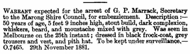 A Victorian police gazette warns officers to be on the lookout. Picture: Courtesy of the BENDIGO REGIONAL ARCHIVES CENTRE