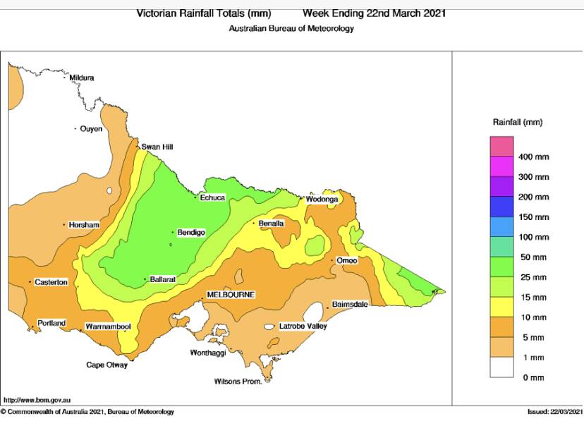 Rainfall over the week to Monday. Image: SUPPLIED