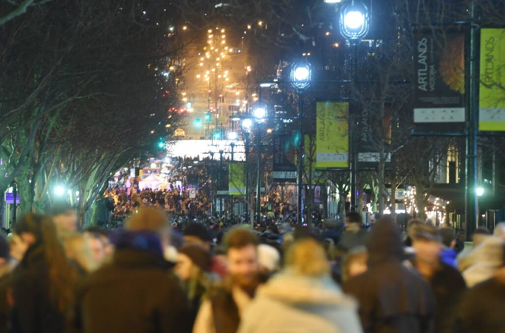White Night crowds fill View Street. Picture: DARREN HOWE