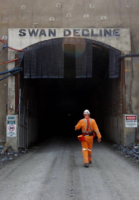A Bendigo Mining staff member walks into the Swan Decline in 2005. Picture: LAURA SCOTT