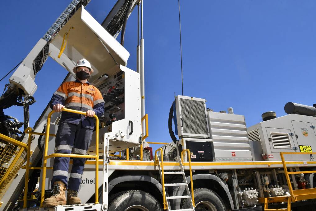 Jye Foggitt on a Deepcore Drilling drill rig used to search for hidden gold beneath your feet. Picture: NONI HYETT