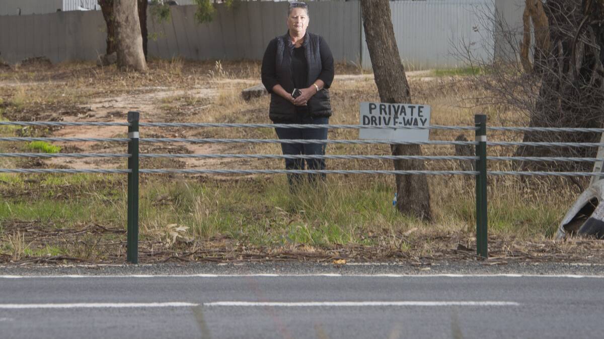 Joanne Glatz, who has had her driveway blocked as part of the new works near a truck stop on the Calder Highway
