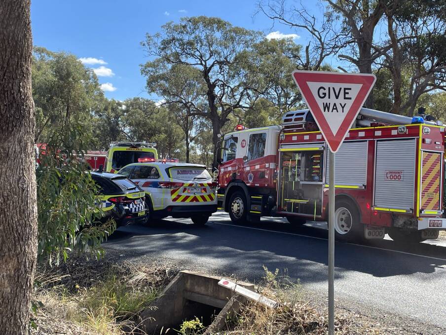 Emergency crews at the scene of the crash. Picture: CHRIS PEDLER