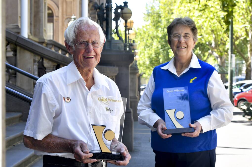 WINNERS ARE GRINNERS: Volunteers Max Day and Janice West are among those celebrating after Bendigo venues won a slew of awards. Picture: NONI HYETT