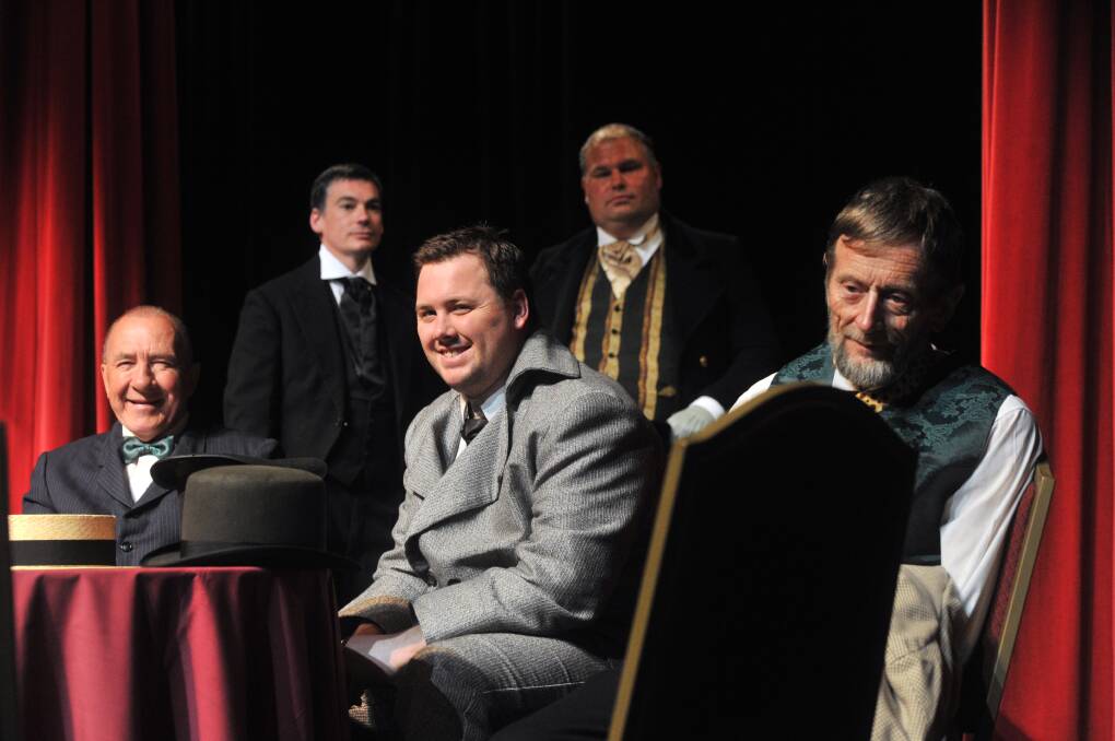 HISTORY LIVES: Bendigo actors including Darren Wright (back right) rehearsing for a vignette on Mark Twain's visit to town.