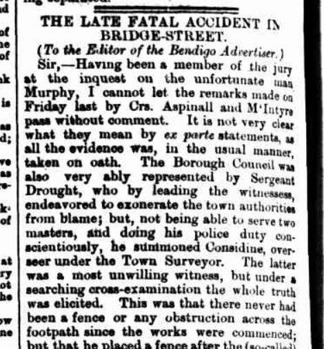 An unimpressed juror takes issue with councillors' comments about who may or may not have been responsible for Murphy's death. Image: TROVE