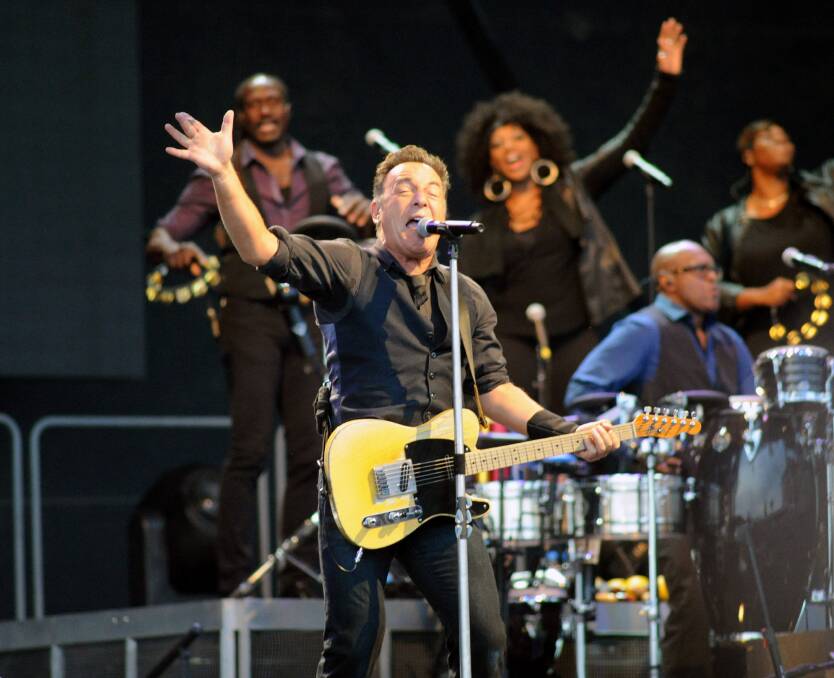 Bruce Springsteen and the E Street Band perform at Hanging Rock. Picture: JODIE DONNELLAN