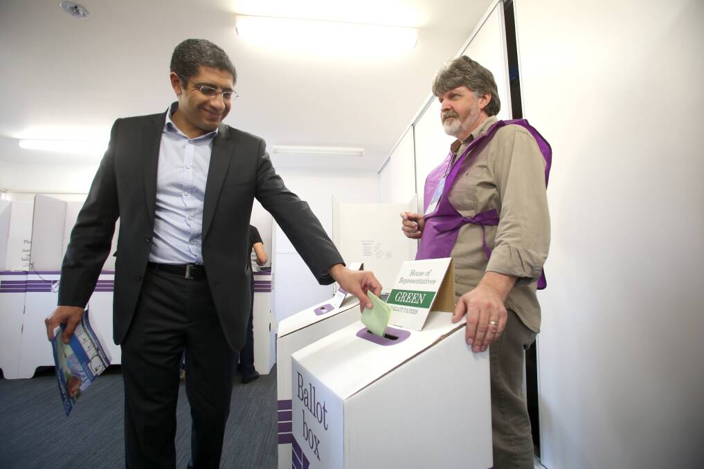 Sam Gayed casts his vote in the 2019 election. Picture: GLENN DANIELS