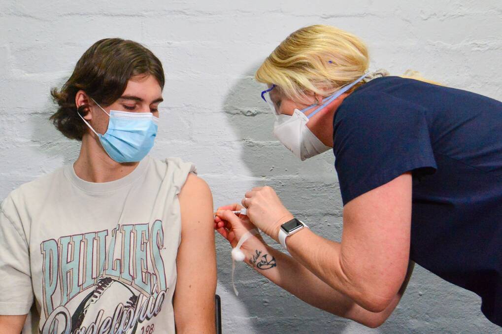 Tom Perrin was among the first young people to get vaccinated after a change in eligibility. Picture: DARREN HOWE.
