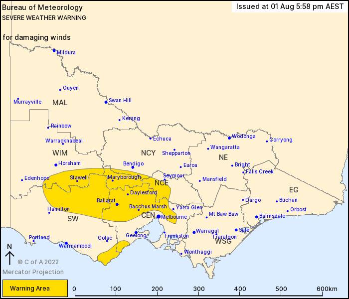 On the Go: Storm warning issued for area south of Bendigo