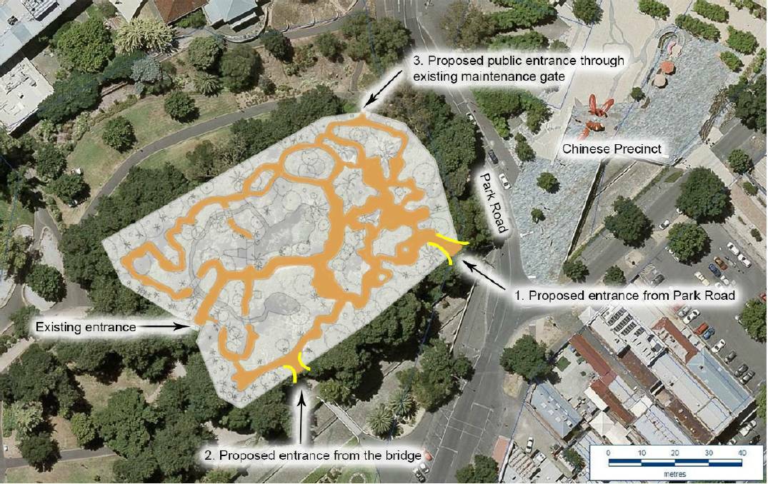 OPEN ACCESS: The location of three new entrances to the Rosalind Park fernery. Picture: Supplied