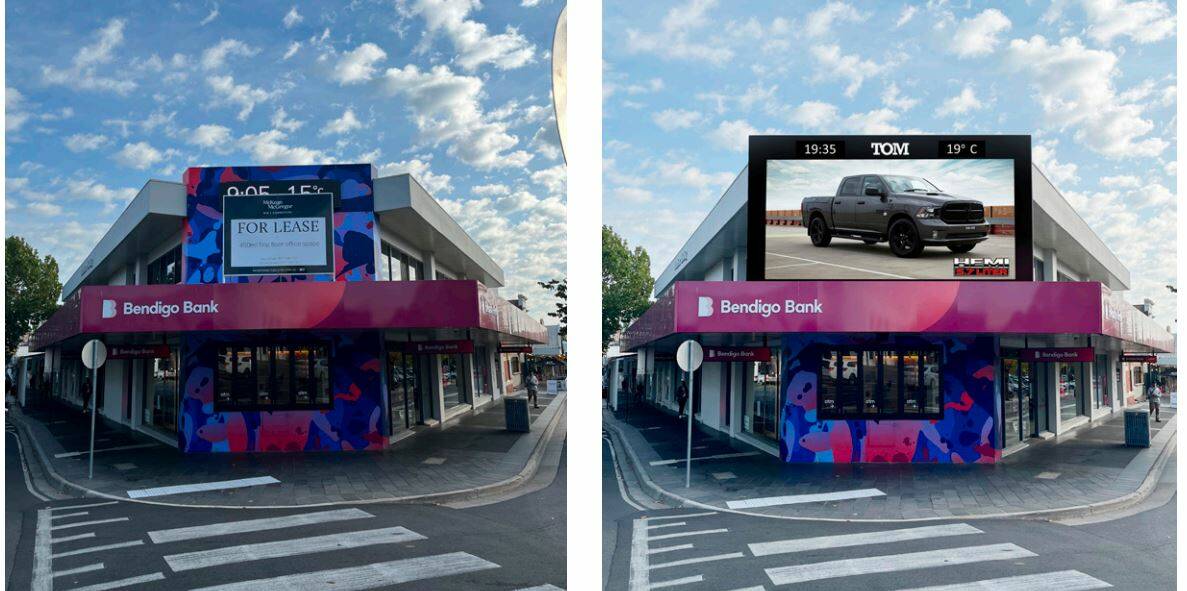 A before and after shot that shows what the advertising company has in mind. The council is considering the application and will make a decision at a later date. Picture is supplied