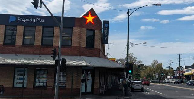 A star denotes the part of the building a digital billboard has been proposed to be installed. The building is on the corner of High Street and Lockwood Road in Kangaroo Flat. Picture: SUPPLIED