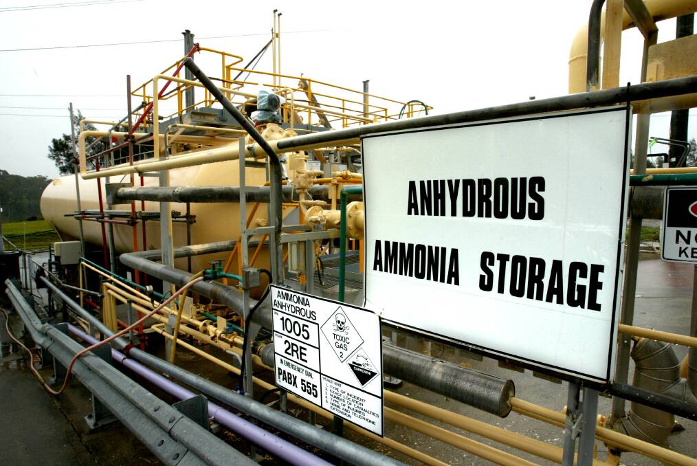 A pressurised ammonia storage vessel in Victoria. Picture: RICHARD GOSLING