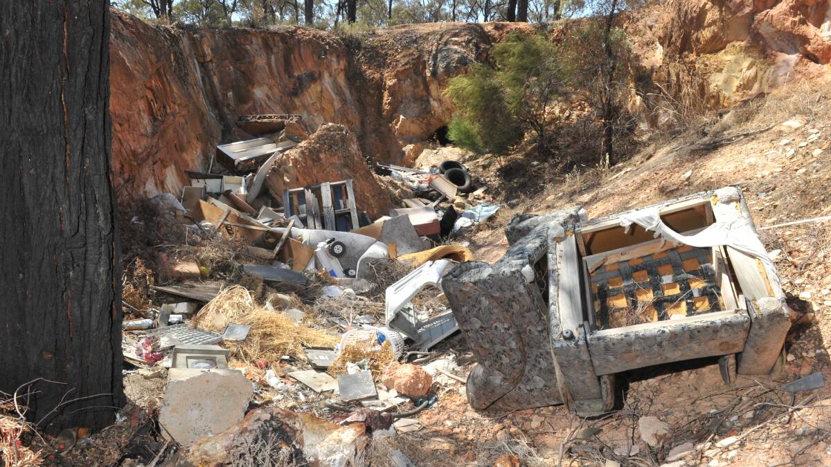 TRASHY PROBLEM: Rubbish dumped in Bendigo bushland in 2016. Picture: GLENN DANIELS