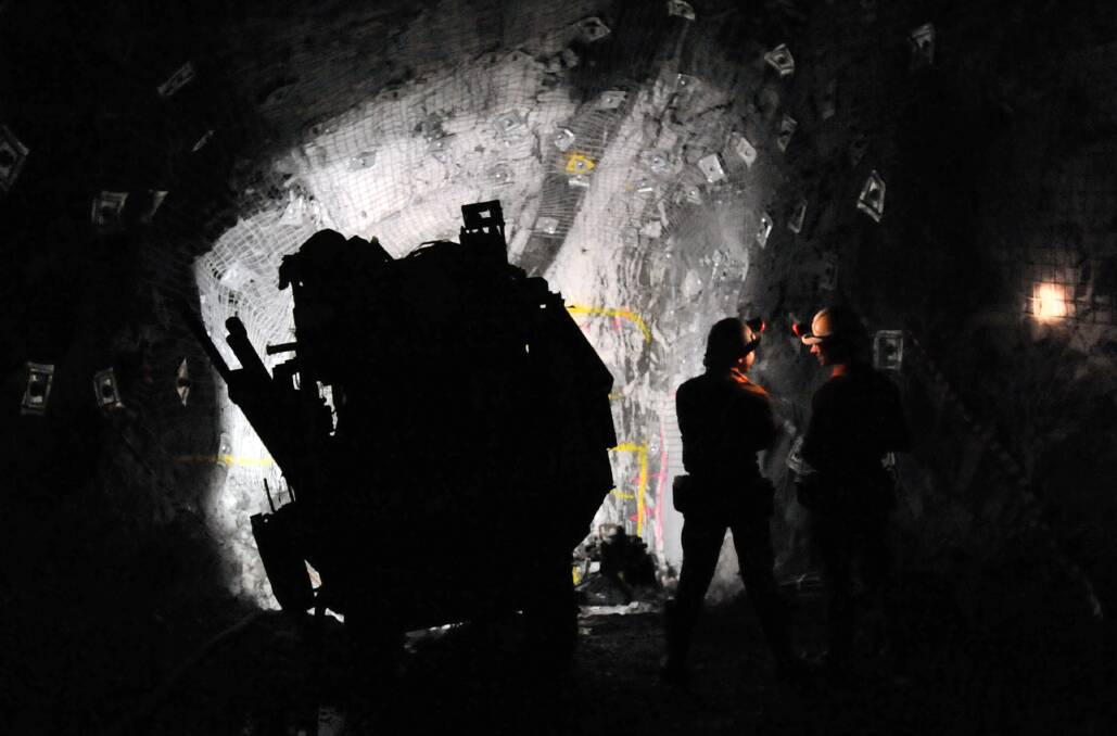 Miners underneath Bendigo in 2009, who had accessed this shaft from a site in Kangaroo Flat. Picture: BILL CONROY