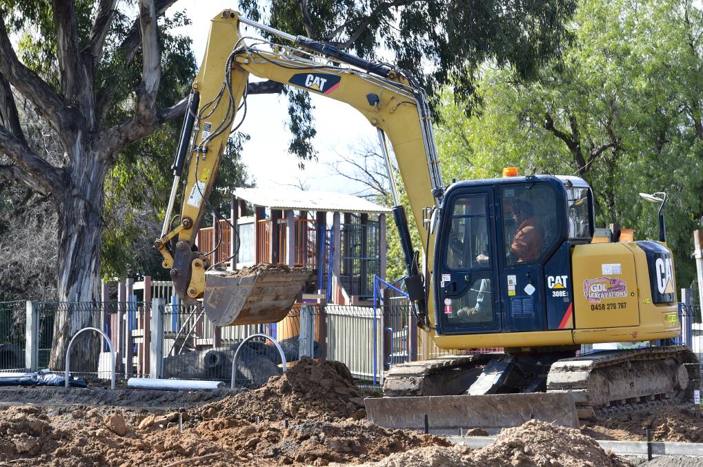 Construction work near the old Lake Weeroona playground. Picture: NONI HYETT