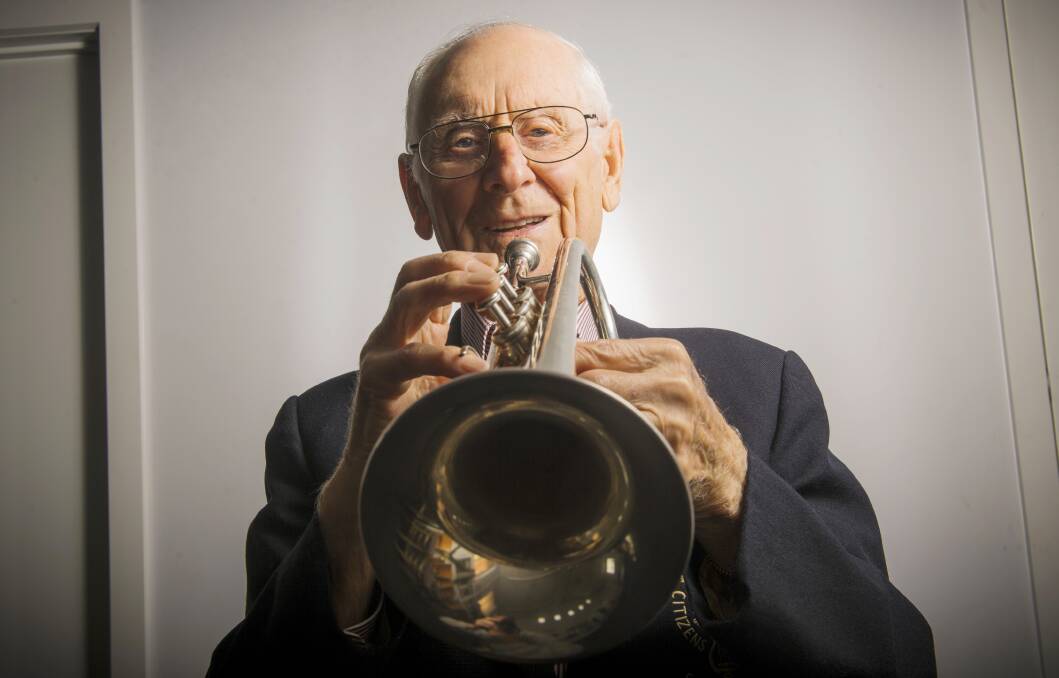 MAN OF MUSIC: Pierce Grenfell has played cornet with the Eaglehawk Citizens' Brass Band for more than 80 years. Picture: DARREN HOWE