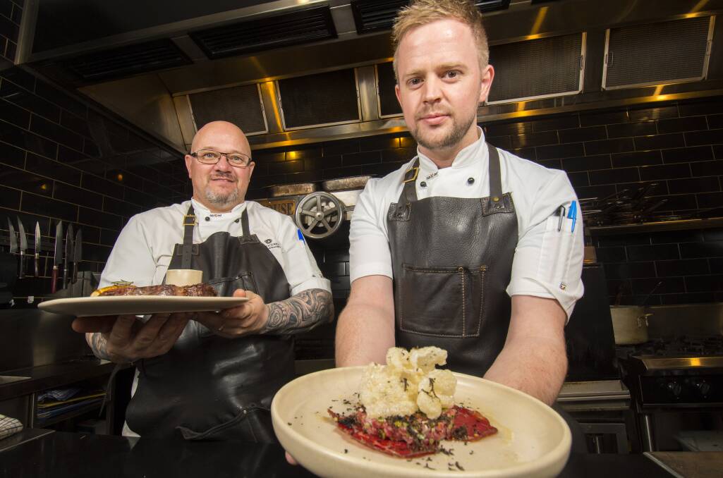 DINNER TIME: Head chef and owner Paul Pitcher and chef Damien Hastings. Picture: DARREN HOWE