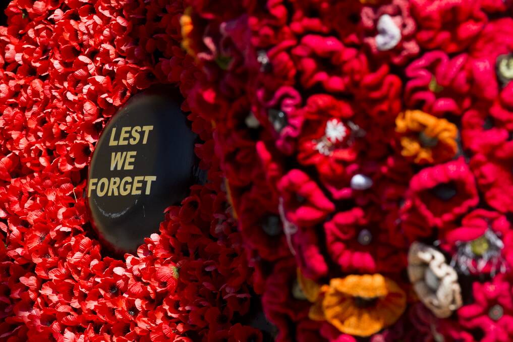 Some of the poppies displayed at last year's Bendigo Remembrance Day ceremony. Pictures: DARREN HOWE