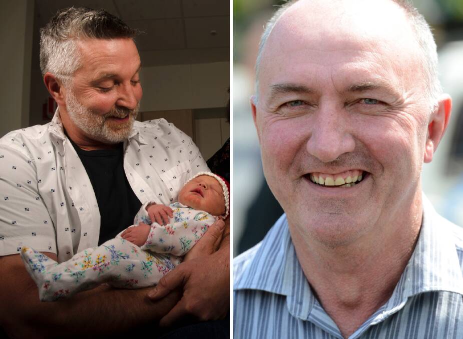 FINISHING UP: councillor Matt Emond with his daughter Daisy, who was born during his time on council (right) and James Williams (right). Neither men are contesting this election.