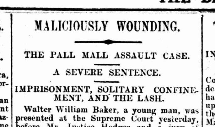 A Bendigo Advertiser headline about an assault in Pall Mall. Image: BENDIGO ADVERTISER COURTESY OF TROVE