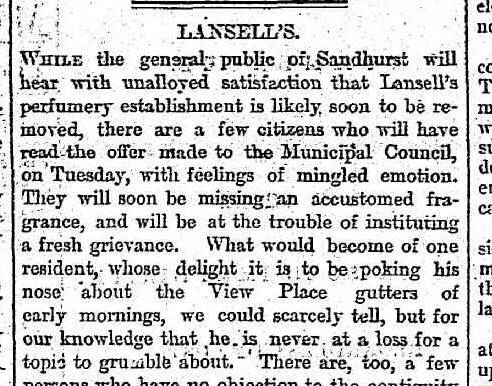 The Bendigo Advertiser's editor welcomed news (in August 1862) that the council was close to a deal that would have seen George Lansell's soap works gone, despite reservations about public money being used. That deal appears to have fallen through by the end of 1863. Picture: Courtesy of TROVE