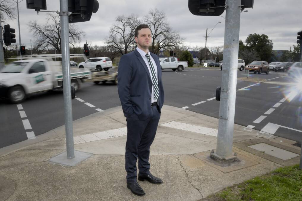 TRAFFIC DANGER: Chris Payne is calling for safety improvements after his car was hit front on at a McIvor Road intersection. Picture: NONI HYETT
