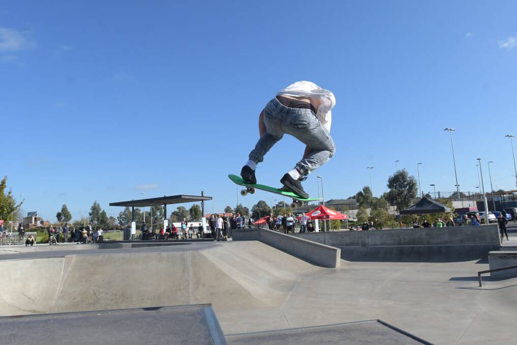 A competitor at a 2019 Eaglehawk skate park competition. Picture: NONI HYETT