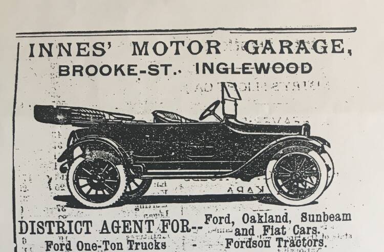 Part of an early Innes Motors advertisement circa 1920s. Innes Motors is one of the VACC's longest serving members. Picture: SUPPLIED