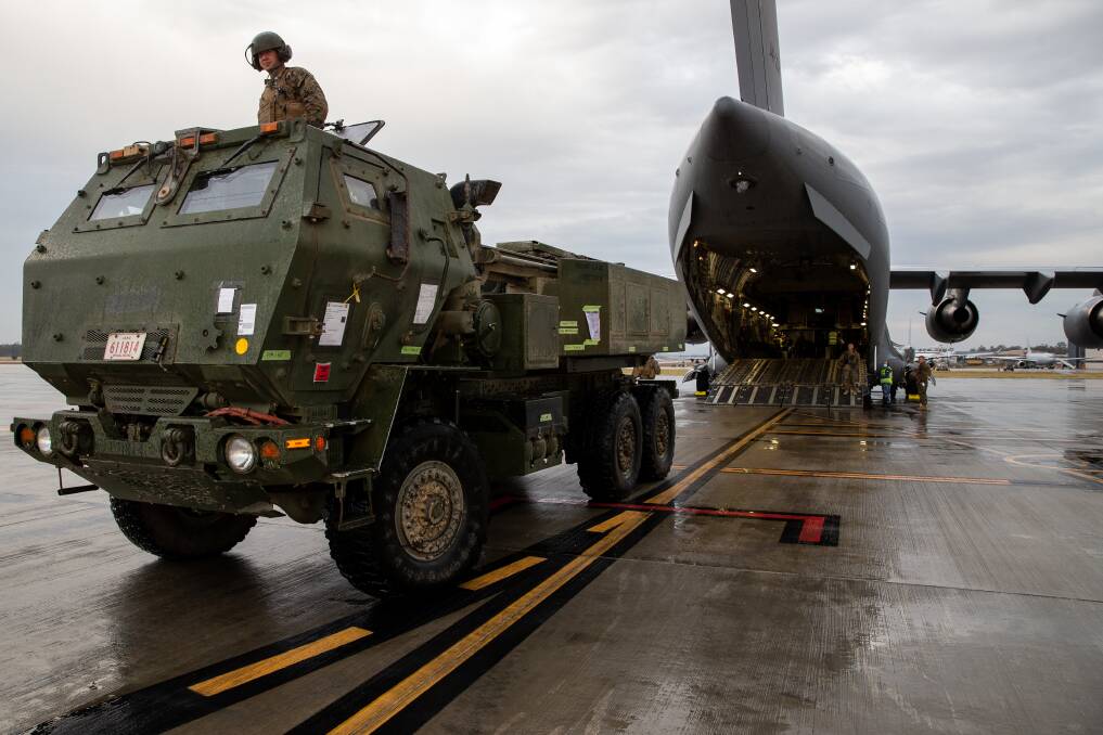 United States military personnel unload a HIMARS launcher during a 2021 military exercise in Queensland. Picture supplied by Defence/Ujian Gosun