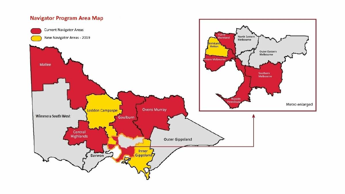 Areas in yellow denote new Navigator areas. Red denotes those the program already runs. Source: DEPARTMENT OF TRAINING AND EDUCATION WEBSITE