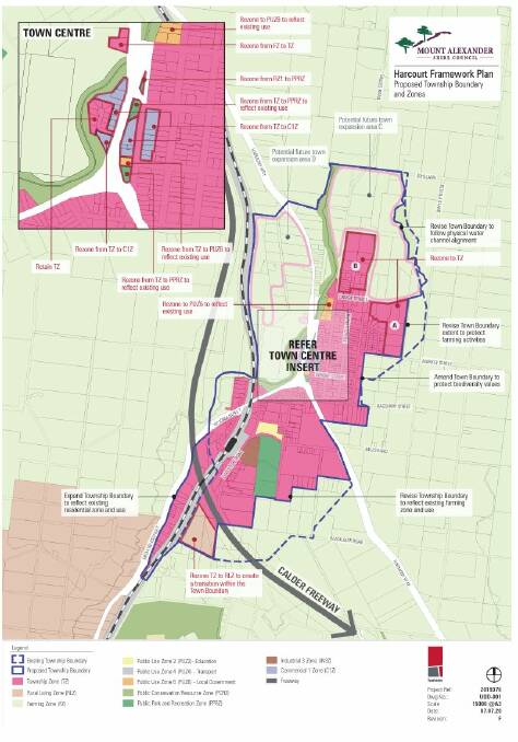Pink denotes current housing and the broken and unbroken blue lines give a sense of how the town could expand into the future. Image is supplied.