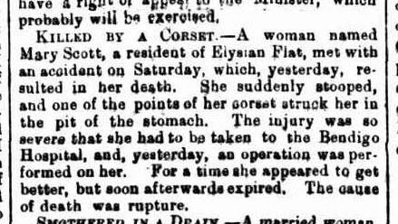 A Bendigo Advertiser story about a painful death in 1882. Image: Courtesy of TROVE