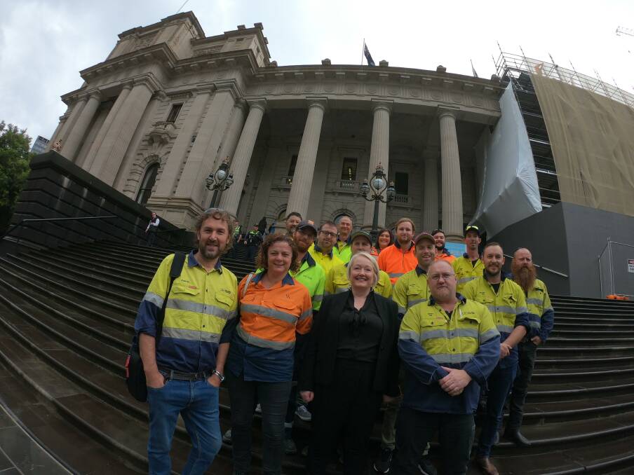 Shadow treasurer Louise Staley with miners including from Mandalay Resources. Picture: SUPPLIED