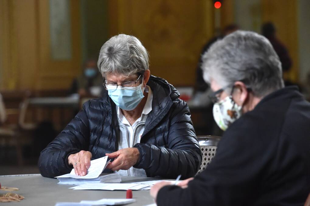 Officials count votes during Bendigo's 2020 council elections. Picture is a file photo.