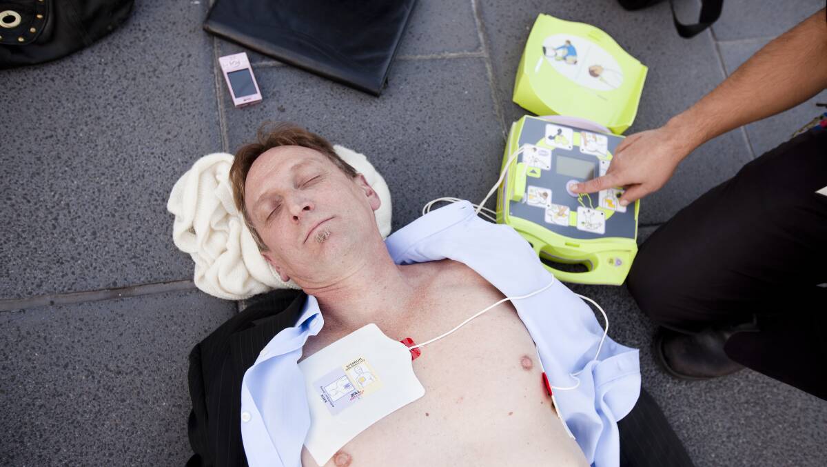 The use of an AED is demonstrated. Picture: SUPPLIED
