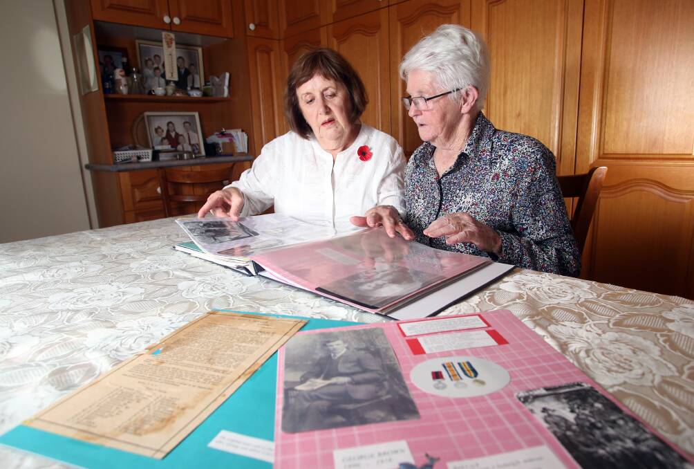 ANZAC SPIRIT HONOURED: Wendy Betts and Kath Read remember their ancestor George Brown Fullerton. Picture: GLENN DANIELS