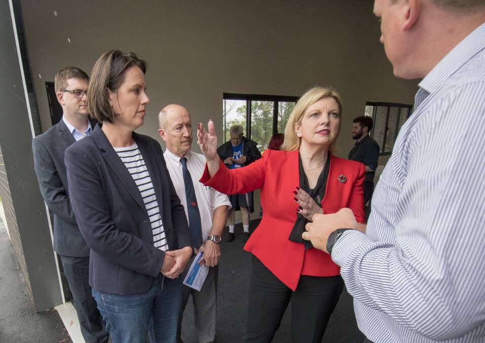 Gaelle Broad with Liberal politician Wendy Lovell and other coalition candidates during the 2018 state election. Picture by Darren Howe.