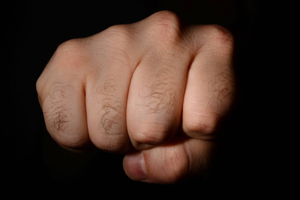 A fist comes out of history, 150 years after a politician's fracas. Picture: DARREN HOWE