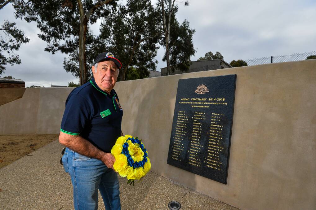 LEST WE FORGET: Kangaroo Flat RSL president Craig Chilver at the newly completed Anzac memorial on High Street. This weekend would have seen its first Anzac Day ceremony. Picture: BRENDAN McCARTHY