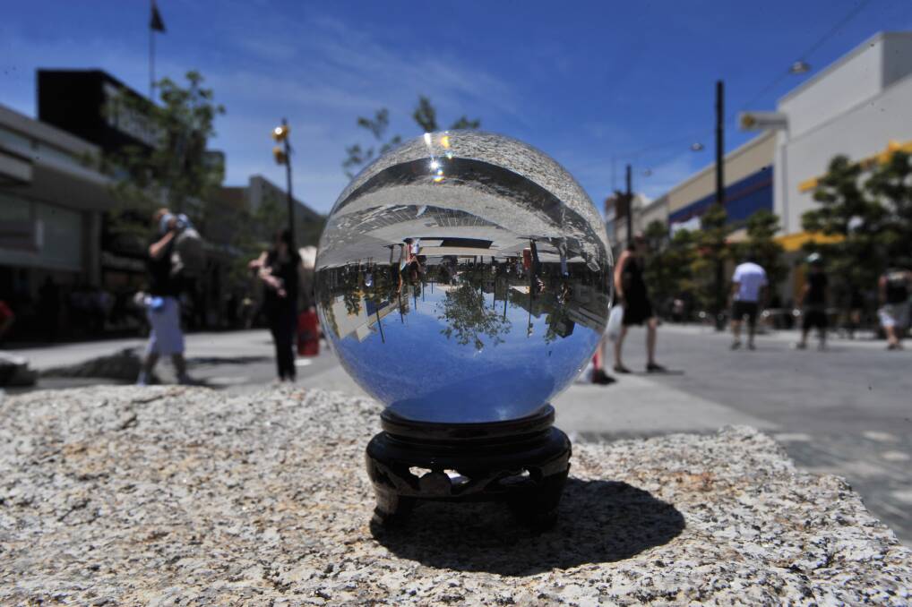 A crystal ball in Hargreaves Mall