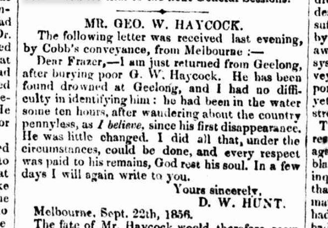 The text of a letter written by Daniel Hunt, as it appeared in the Bendigo Advertiser four days after it was penned. Image: TROVE