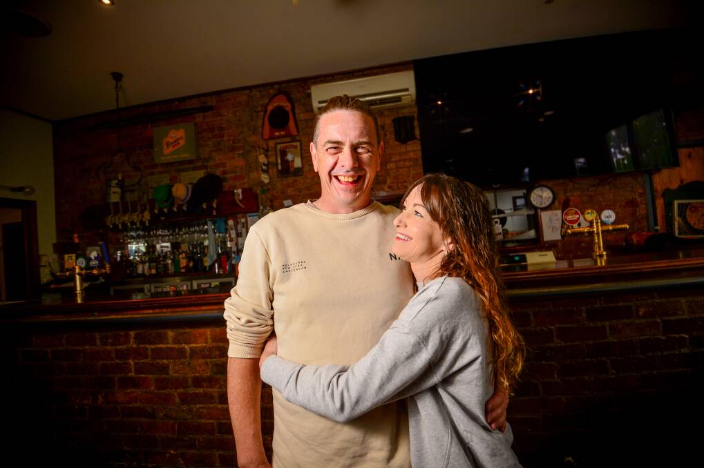 Brad Warren with his wife Sheridan, who was present when his heart attack began. Picture: DARREN HOWE
