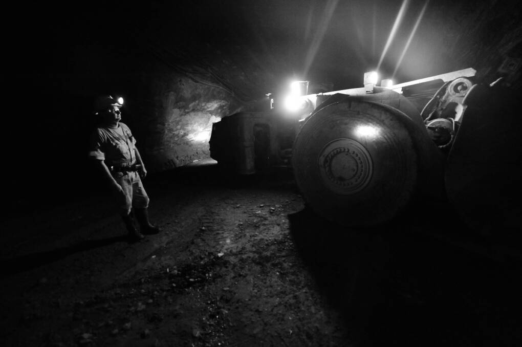 A Bendigo Mining worker at the bottom of the Swan Decline under Bendigo in 2010. Picture: BILL CONROY
