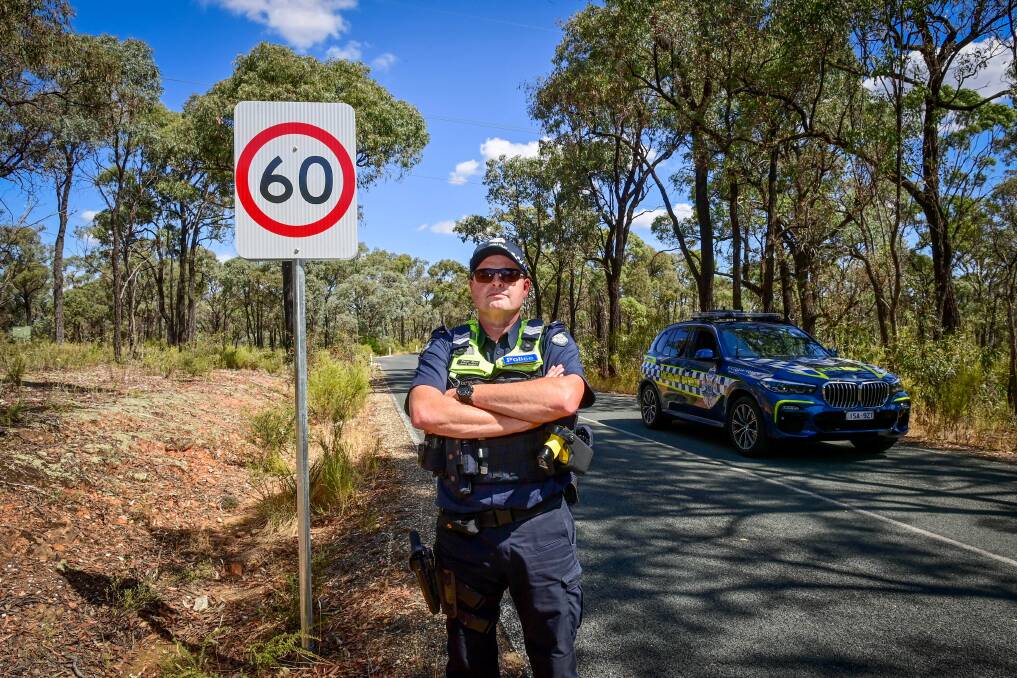Acting Sergeant Peter Dyer from the Bendigo Highway Patrol says police are ramping up patrols after One Tree Hill speed limits dropped. Picture by Brendan McCarthy.