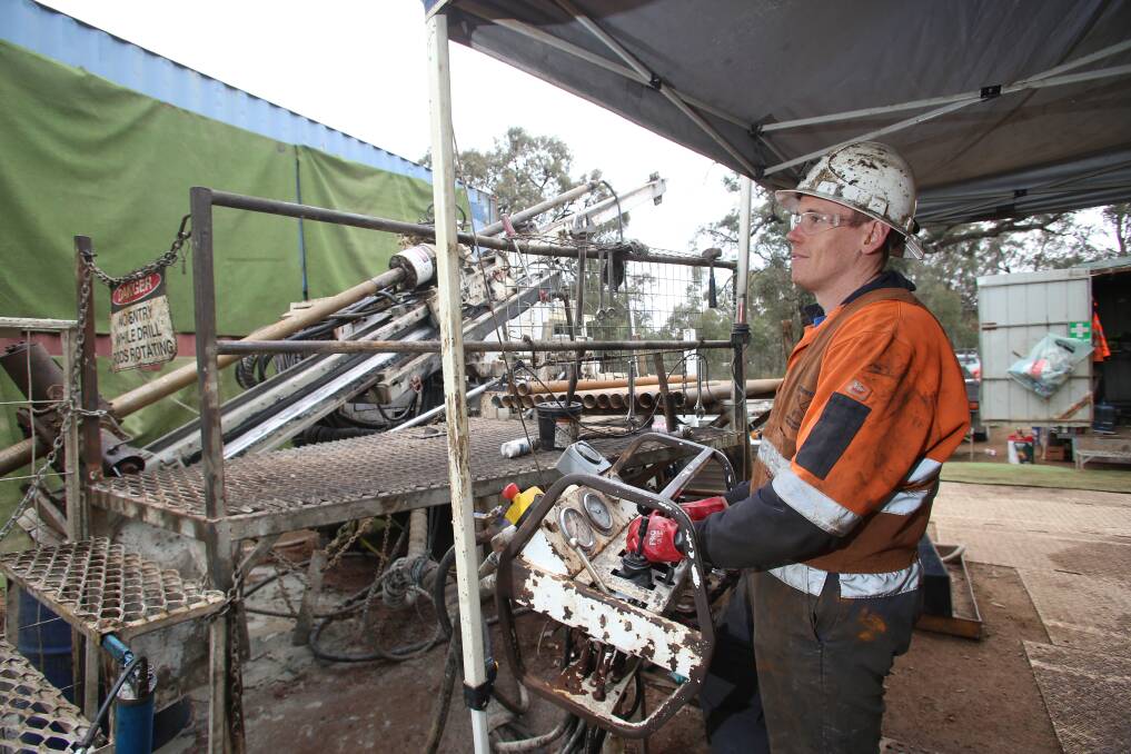 Miner Sam Cutting conducts test drilling as Mandalay Resources explores how far a previously undiscovered ore body stretches. Picture: GLENN DAINELS