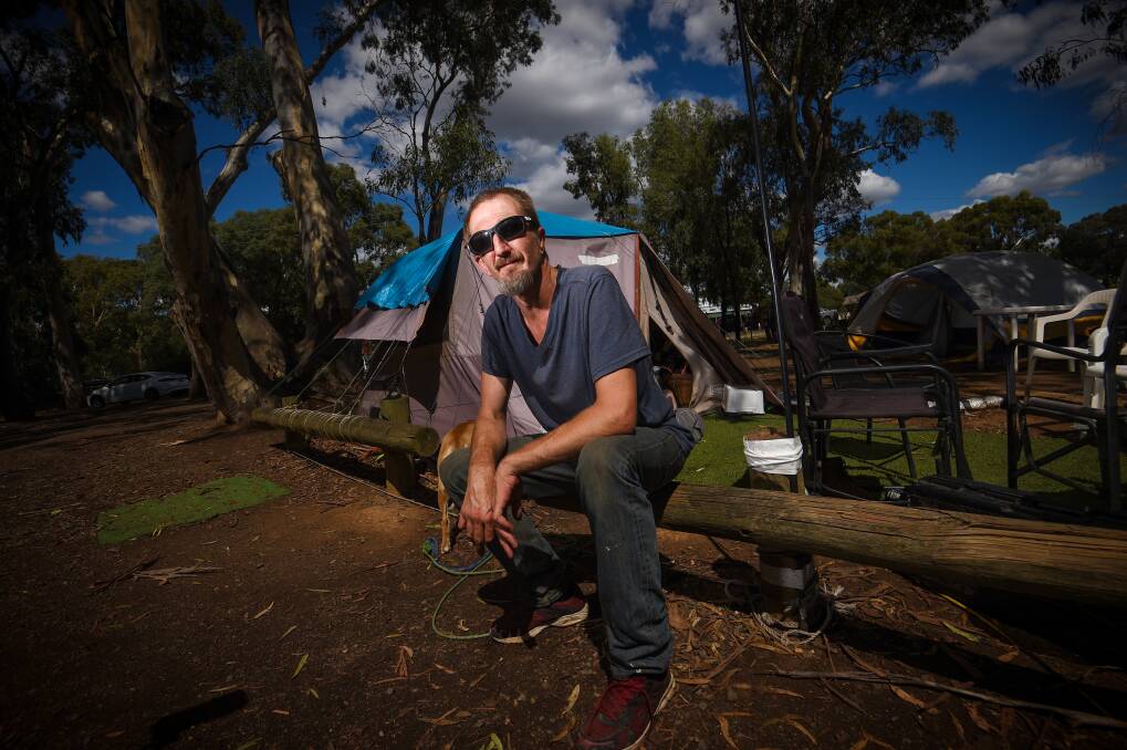 HOUSING STRESS: Adam is living in the Huntly Lions Park. He feels left out of a council decision that could see him and others moved out. Picture: DARREN HOWE